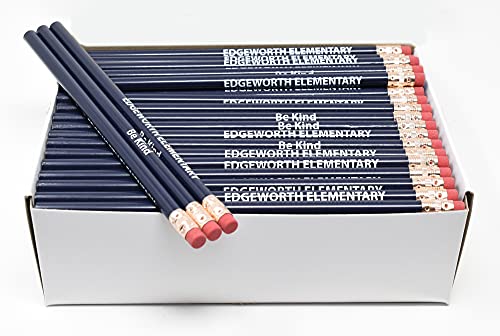 Pencil Guy Promotional Personalized Imprinted Dark Blue Round Pencils | 144 to a box, 19 color(s) to choose from - color: Dark Blue, size: 1 Count (Pack of 144)