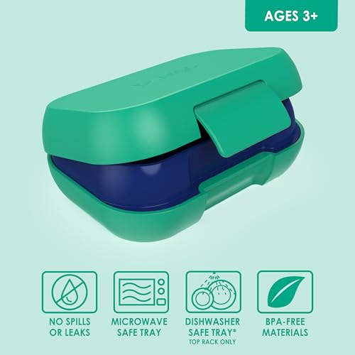 Bentgo Kids Snack Leak-Proof 2 Compartment Bento-Style Container | For Snacks & Small Meals, Easy-Open Latch, Dishwasher Safe, BPA-Free for School, Daycare, & Sports, Ages 3+ (Green/Navy) - color: Green/Navy