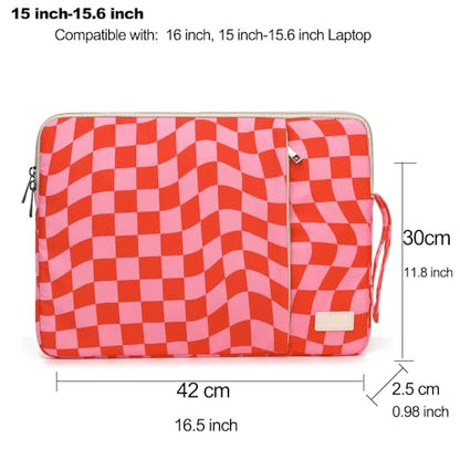 Laptop Sleeve 13.3 inch14 Inch, 15.6inchWater Resistant Traveling Computer Cover with Handle, Shockproof Protective Carrying Laptop Case (Y8-Pink Checker, 15 inch-15.6 inch) - color: Y8-Pink Checker, size: 15 inch-15.6 inch
