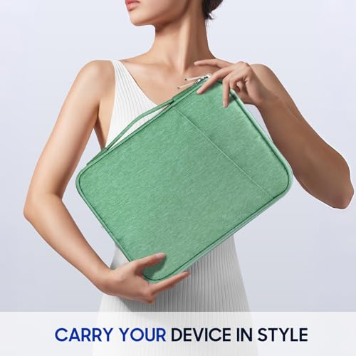 TiMOVO 9-11" Tablet Sleeve for iPad A16 & Galaxy Tab, Green | Protective Bag with Pockets, Fits iPad 10.9"/10.2" Air 11" 5th/4th Gen, Galaxy Tab A9+/A11+ 11" - color: Green, size: 9-11 Inch
