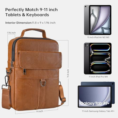 11 Inch Tablet Sleeve Case, Leather iPad Bag for 2026 iPad Air 11 M4 M3 & Pro 11 M4 M5 with Magic Keyboard, Fire HD 10/Max 11, Galaxy Tab A9+ Plus, Brown - color: Brown, size: 9-11 Inch