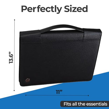 Case-it Zipper Padfolio | Letter Size | 3-Ring Binder | PAD-40 Black | Executive, Removable 3-Ring Binder, Letter Size Writing Pad, Pebbled Faux Leather, School & Office - color: Pad-40-black, size: 1 Pack