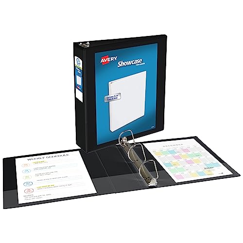 Avery Showcase Standard View 3 Ring Binder, 2" Slant Rings, 530-Sheet Capacity, 2.8 Inch Wide Spine, 1 Black Binder, Ideal for Lightweight Organization and Occasional Referencing (19700) - size: 2"