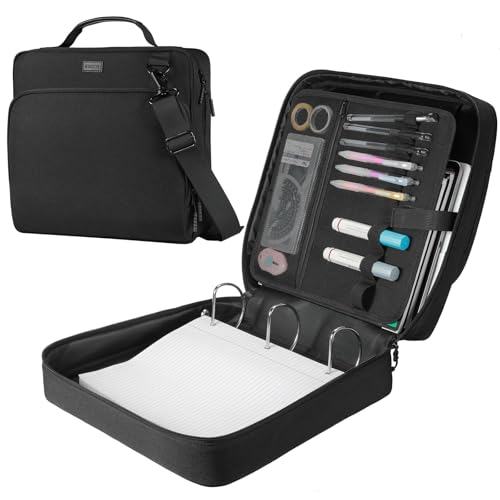 3-Inch 3-Ring Zipper Binder with Shoulder Strap and Multiple Pockets | D-Ring Zip Up Binder with 700 Sheets Capacity, Compatible with 13" MacBook/Tablet, for Middle School, Office (Black) - color: Black