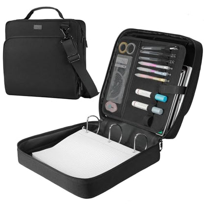 3-Inch 3-Ring Zipper Binder with Shoulder Strap and Multiple Pockets | D-Ring Zip Up Binder with 700 Sheets Capacity, Compatible with 13" MacBook/Tablet, for Middle School, Office (Black) - color: Black