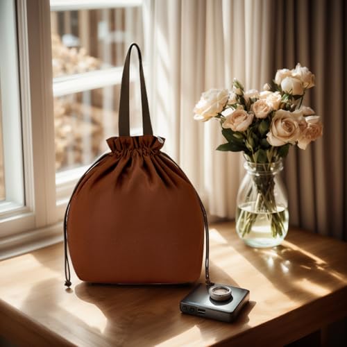 Reusable Lunch Bag,Canvas Drawstring Lunch Bag, Lunch Tote for Work, School, or Picnics, Lightweight & Waterproof, Keeps Food Fresh All Day(Dark Chocolate) - color: Dark Chocolate