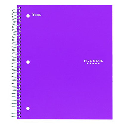 Five Star 06210 Wirebound 3-Subject Notebook, College Rule, 11 x 8 1/2, 150 Sheets, Assorted - size: 150