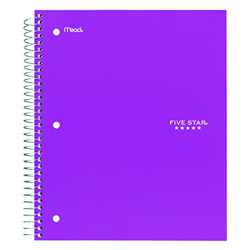 Five Star 06210 Wirebound 3-Subject Notebook, College Rule, 11 x 8 1/2, 150 Sheets, Assorted (Pack of 2) - size: 150 (Pack of 2)