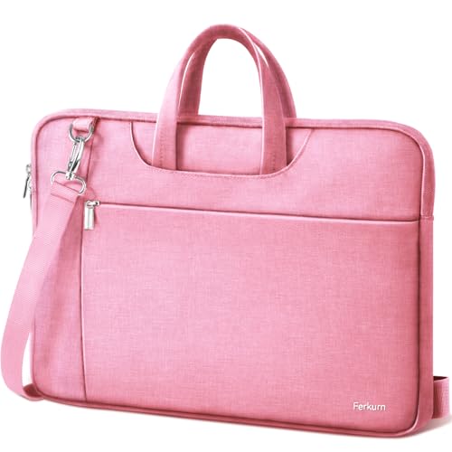 Ferkurn Laptop Case Bag Women Men Computer Sleeve with Shoulder Compatible with HP/Inspiron/Thinkpad/Vivobook/MSI/Surface, 17.3 inch, Pink - color: Blush Pink, size: 17.3 inch