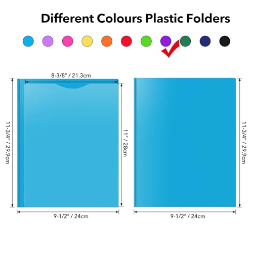 Briartw Heavy Duty Plastic Pocket Folder with Prongs for Letter Size Paper - 6 Pack Dark Purple File Folder with Clear Front Pocket - 2 Pockets and 3 Prongs,As Well As 2 Card Slots - Pocket Folders - color: Dark Purple