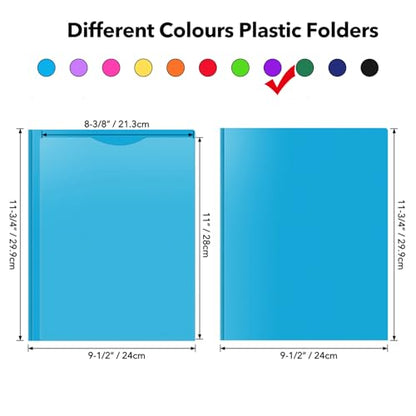 Briartw Heavy Duty Plastic Pocket Folder with Prongs for Letter Size Paper - 6 Pack Dark Purple File Folder with Clear Front Pocket - 2 Pockets and 3 Prongs,As Well As 2 Card Slots - Pocket Folders - color: Dark Purple