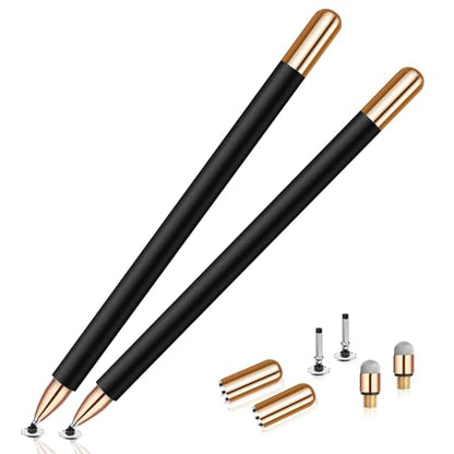 Stylus(2Pcs), Stylus Pens for Touch Screens, Universal Stylus High Precision Sensitivity, Stylus Pen for Android, ipad, iPhone, Galaxy Microsoft, Chromebook Tablet, Compatible with All Touch Screens - color: Black Gold/Black Gold