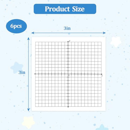 6 Packs Graph Paper Sticky Notes 300 Sheets 3 x 3 Inch Mini Graph Pads 20 x 20 Four Quadrant X Y Axis Coordinate Plane Post It Adhesive Grid Sticky Notes for Office School Math Supplies - style: 1style