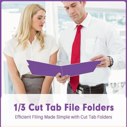 File Folder, PANDRI 120 Pack File Folder, 1/3 Cut Tab, Letter Size, Filing Folder for Office School Business, Purple - color: Purple