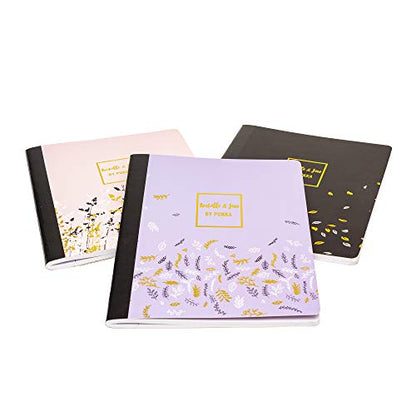 Pukka Pad, Composition Notebooks - 3 Pack of Journals Featuring 140 Pages of College Ruled 80GSM Paper with Sturdy Cover Stock - 9.75 x 7.5in - Rochelle and Jess - color: Rochelle & Jess, size: 3 Pack