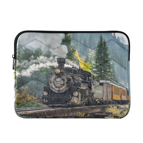 Laptop Sleeve Steam Train Mountain Computer Carrying Case Notebook Briefcase Tablet Puffy Cover Durable Waterproof PC Bag for 13.3-14" Pro Air Max - color: Multi-001