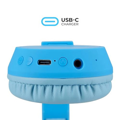 Altec Lansing - Kid Safe 2-in-1 Bluetooth Headphones, Safe Volume Limiting, Foldable Design, Enjoy Audio and Protect Your Child's Hearing (Blue) - color: Blue