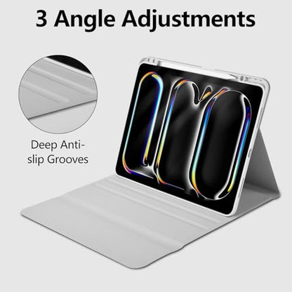 aMZCaSE for iPad Pro 13 inch Case with Keyboard (M5/M4) 2025/2024, for iPad Pro 13 Keyboard with Magnetic Detachable Folio Slim Cover, Smart Sleep/Wake, Pencil Holder, Gray - color: Gray