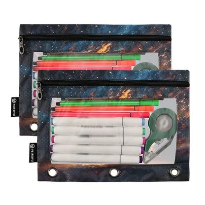 2 Pack Pencil Pouch for 3 Ring Binder Baseball Pencil Case Pouch with Clear Window Zipper Binder Pencil Pouches Pen Bag for Office School Supplies - color: Baseball