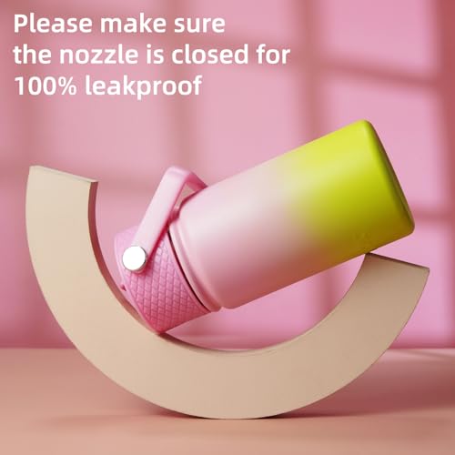 BJPKPK Insulated Water Bottle, 15oz Stainless Steel with Straw Lid | Leak Proof, BPA-Free, Vacuum Insulated, Keep Drink Cold & Hot, Metal Water Bottle for Travel, Gym, Office, Cupholder Friendly - color: Tulips, style: N-15oz-Color Lid
