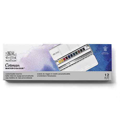Winsor & Newton Cotman Watercolor Paint Set, Customisable Travel Tin, 12 Half Pan - style: 12 Half Pan Travel Tin