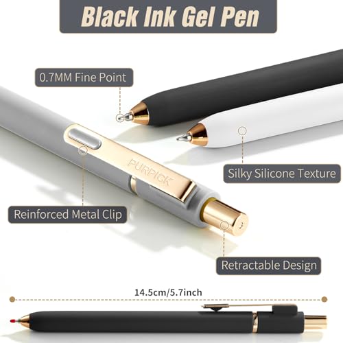 Aesthetic Gel Pens Set, 6PCS 0.7mm Quick Dry Black Ink Pens, Smooth Writing Retractable Journaling Pens, Cute Office School Supplies for Women, Nurses, Teachers & Students - color: Classic - 6 pcs