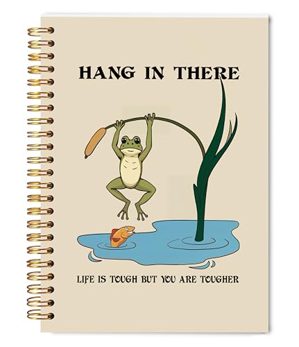Welshower Frog Motivational Spiral Notebook Journal, Inspirational Notebook for Women Men, Hang in There Funny Frog Positive Journal, Positive Affirmation Gifts, 5.5x8.3 Inch - color: Inspirational Notebook 10