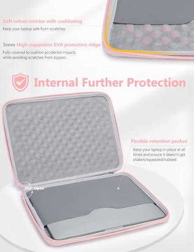 HYZUO 15-16 Inch Hard Shell Case Laptop Sleeve for MacBook Pro 16 M5/M4/M3/M2/M1 Pro/Max A3428 A3429 2026-2019, MacBook Air 15 M5/M4/M3/M2 2026-2023, 15" Surface Laptop, Razer Blade 15, Pale Pink - color: Pale Pink, size: 15-16 Inch