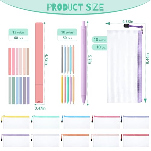 Dunzoom 120 Pcs Bible Journaling Kit Bible Highlighters and Black Gel Pen Include Highlighters,Black Gel Pens and Pencil Pouches Aesthetic Book Annotation Kit Church Gifts for School Study (Macaron)