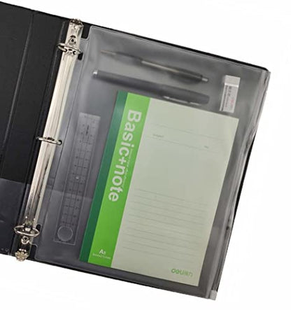 YoeeJob 3 Holes Clear PVC Zipper Binder Pocket Insert Pages Letter Size, 8 1/2" x 11 Loose Leaf Binder Filing Storage Bags 15 Per Pack - color: Black, size: 15 Packs