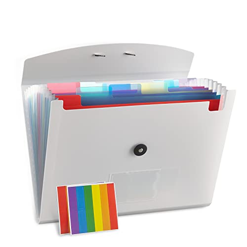 Expanding File Folder - 13 Pockets White Accordion Filing Organizer for Documents, Aesthetic Paper Folder - color: 1pcs-white-s2