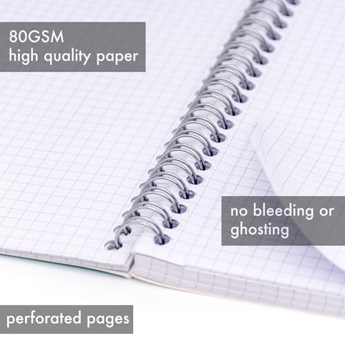 Pukka Pad 5 Subject Spiral Notebook 12-Pack - 200 Pages, 100 Sheets of 80GSM Paper with Repositionable Dividers & Perforated Edges for School & Office - B5-7 X 10, Purple, Squared - color: Rochelle & Jess Squared