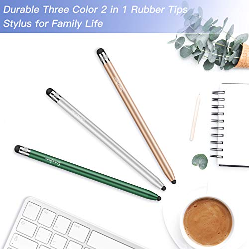 StylusHome Stylus Pens for Touch Screens (3 Pcs), Sensitivity & Precision Stylus, 2 in 1 Capacitive Stylus with 6 Extra Tips for iPad iPhone Tablets Samsung Galaxy All Universal Touchscreen Devices | For iPad iPhone Tablets Samsung Galaxy All Universal To