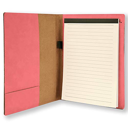 Small 7" X 9" Portfolio Notepad, Monarch Butterfly, Personalized Engraving Included (Pink) - color: Pink, size: Small 7 X 9