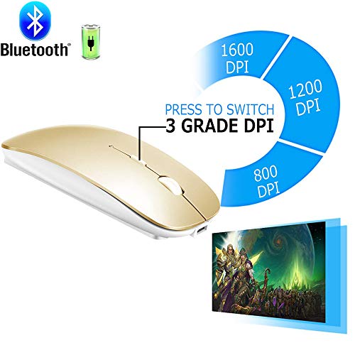 KLO Bluetooth Mouse for MacBook/Laptop/Notebook/pc/iPad/Chromebook, Wireless Mouse for MacBook Pro/AIR (Gold) - color: Gold