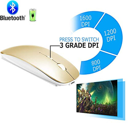 KLO Bluetooth Mouse for MacBook/Laptop/Notebook/pc/iPad/Chromebook, Wireless Mouse for MacBook Pro/AIR (Gold) - color: Gold