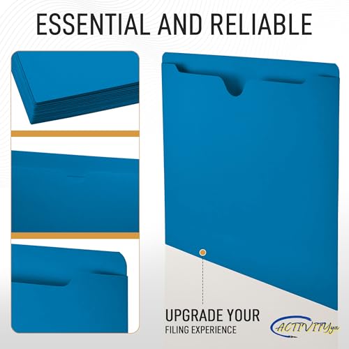 Blue File Jackets, Flat-No Expansion, Letter Size, Reinforced Straight-Cut Tab, 10 Pack - color: Blue