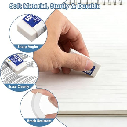 120 Pack White Erasers Bulk for Office, Office, Latex-Free Soft Erasers for Adult, Teachers as School Supplies