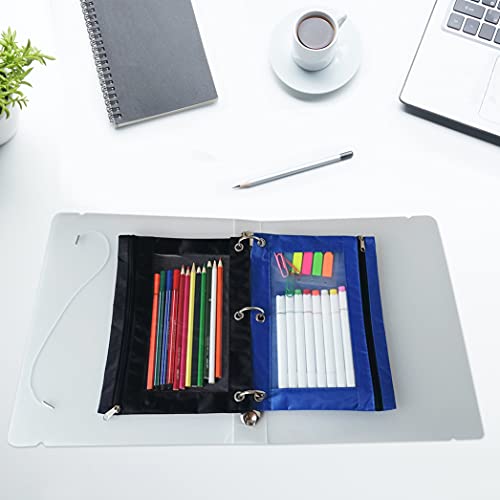 YoeeJob Pencil Pouch for 3 Ring Binder, 50 Pack Binder Pouches with Zipper Bulk, Pen Holder Case with Clear Window School Class Office Organizers, Black