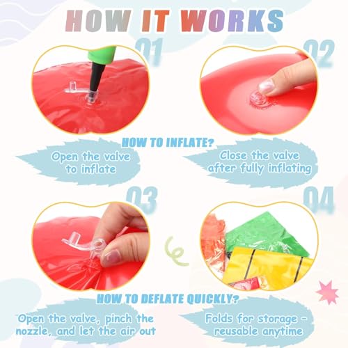 SAYAYA 12 Pcs Large Inflatable Pencil Balloons Set Jumbo Inflatable Crayons Red Apple-Shaped Balloons Back to School Hanging Decor for Classroom Garden Room Birthday Party Decorations - style: Pencil & Crayons & Red Apple