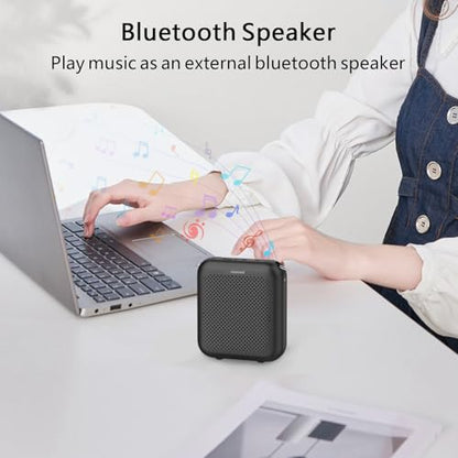 Bluetooth Voice Amplifier, Power Amplifiers, Portable Mini Wired Microphone Headset for Teacher Classroom & Outdoor Lectures, Teaching, Tour Guides, USB-C Rechargeable - 2000mAh, Black - color: Black-2000mAh