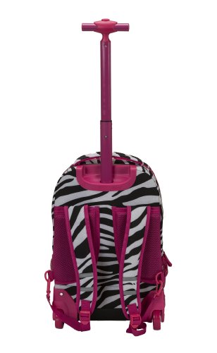 Rockland Single Handle Laptop Rolling Backpack, 19", Pink Zebra - color: Pink Zebra