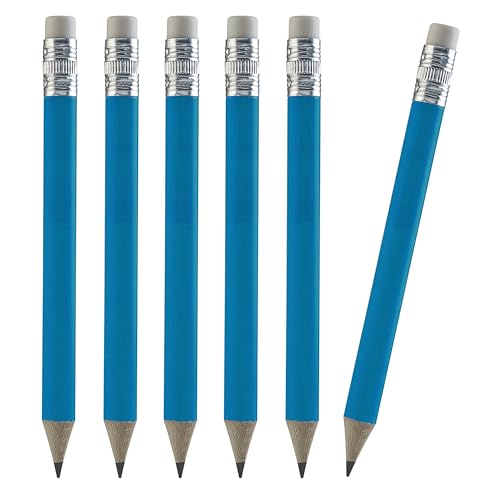 TH Golf Wood-Cased #2 Mini Pencils With Eraser, Pre-sharpened, HB Lead Bulk Box, 200 Count (Neon Blue) - color: Neon Blue