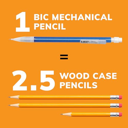 BIC Xtra-Sparkle Number 2 Mechanical Pencils With Erasers, Medium Point (0.7mm), 15-Count Pack, Cute Mechanical Pencils for Girls, Boys and Adults (Barrel Colors May Vary)