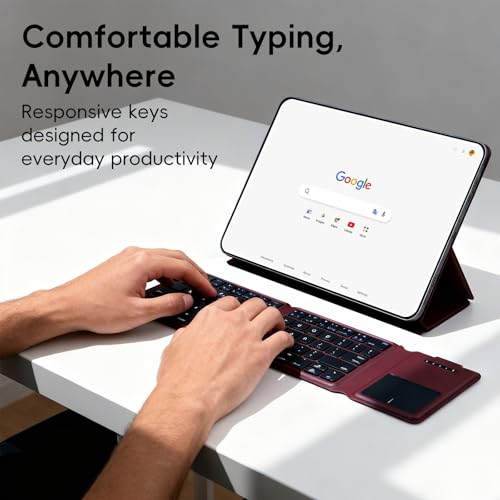 iPazzPort Foldable Bluetooth Keyboard for iPad, Portable Wireless Travel Keyboard with Multi-Device Pairing, Rechargeable Compact Keyboard for Tablet, Phone, Laptop, iOS Android Windows Mac