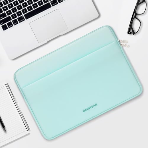 RAINYEAR Laptop Sleeve Case 13.3 Inch, Protective Portable Case with Front Pocket, Briefcase Handbag Laptop Bag Compatible with 13.3-14 Inch Laptop PC, 14 Inch MacBook Pro M5 M4 M3 M2 M1, Mint Green - color: Mint Green, size: 13.3-14 inch