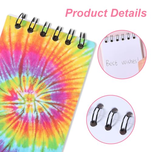 8 Pcs Mini Tie Dye Spiral Notebooks 3.9 x 2.4 Inch, Blank Mini Pocket Journal Notebook for Kids Back to School, Journal Mini Memo Pads for Tie Dye Birthday Pastel Art Party Favors Gift Supplies - color: Tie Dye