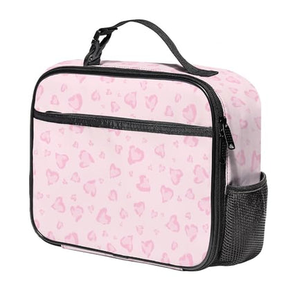 WOBAGMEN Leopard Lunch Box for Kids, Cute Insulated Lunch Bag for Boys Girls,Waterproof Lunch Box with Water Bottle Holder for Teens Adults Picnic Travel Back to School (Pink Heart Leopard) - color: Pink Heart Leopard