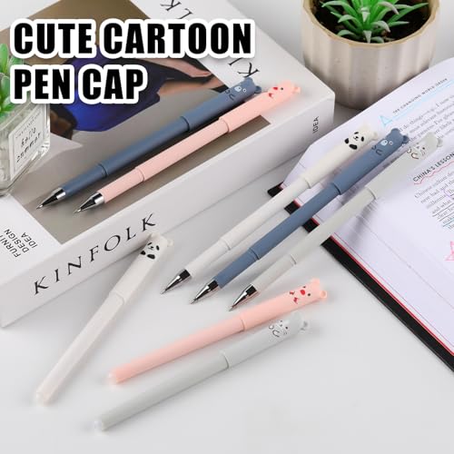 0.5mm Erasable Gel Pens,12 Pack Cute Cartoon Animal Rollerball Gel Ink Pens Refillable Pens for Adult Writing Calligraphy Note Taking (Refill Blue) - color: Refill Blue