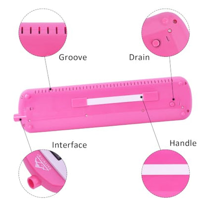 EastRock 32 Key Melodica Instrument Keyboard Soprano Piano Style with Mouthpiece Tube Sets and Carrying Bag for Beginners Adults Gift Pink - color: Pink, size: 32key